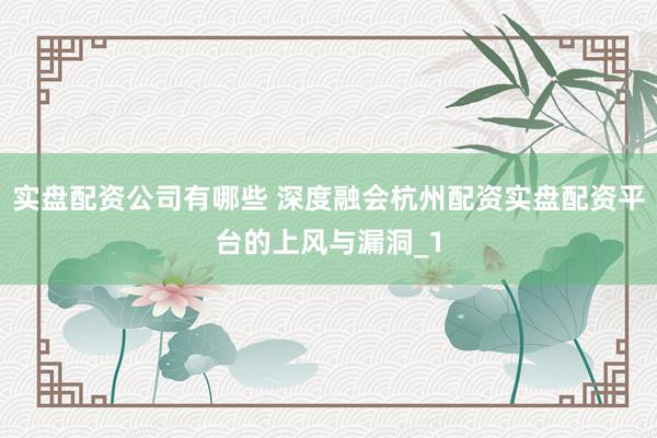 实盘配资公司有哪些 深度融会杭州配资实盘配资平台的上风与漏洞_1